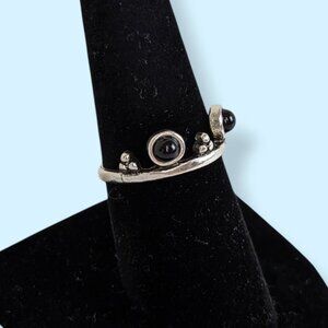 (3/$20) Black Cabochon & Dot Band Ring